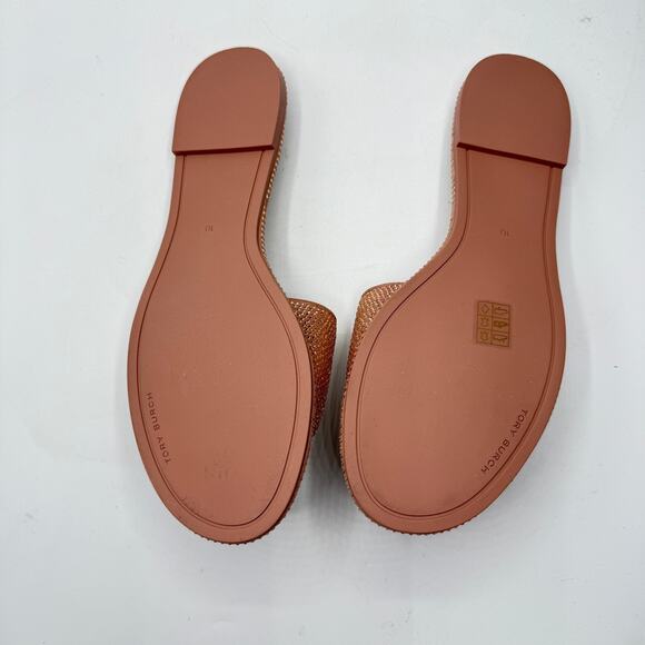 Tory Burch Womens Everly Slide Royal Suede Malva Crystal Gold Size 10 - Picture 4 of 5